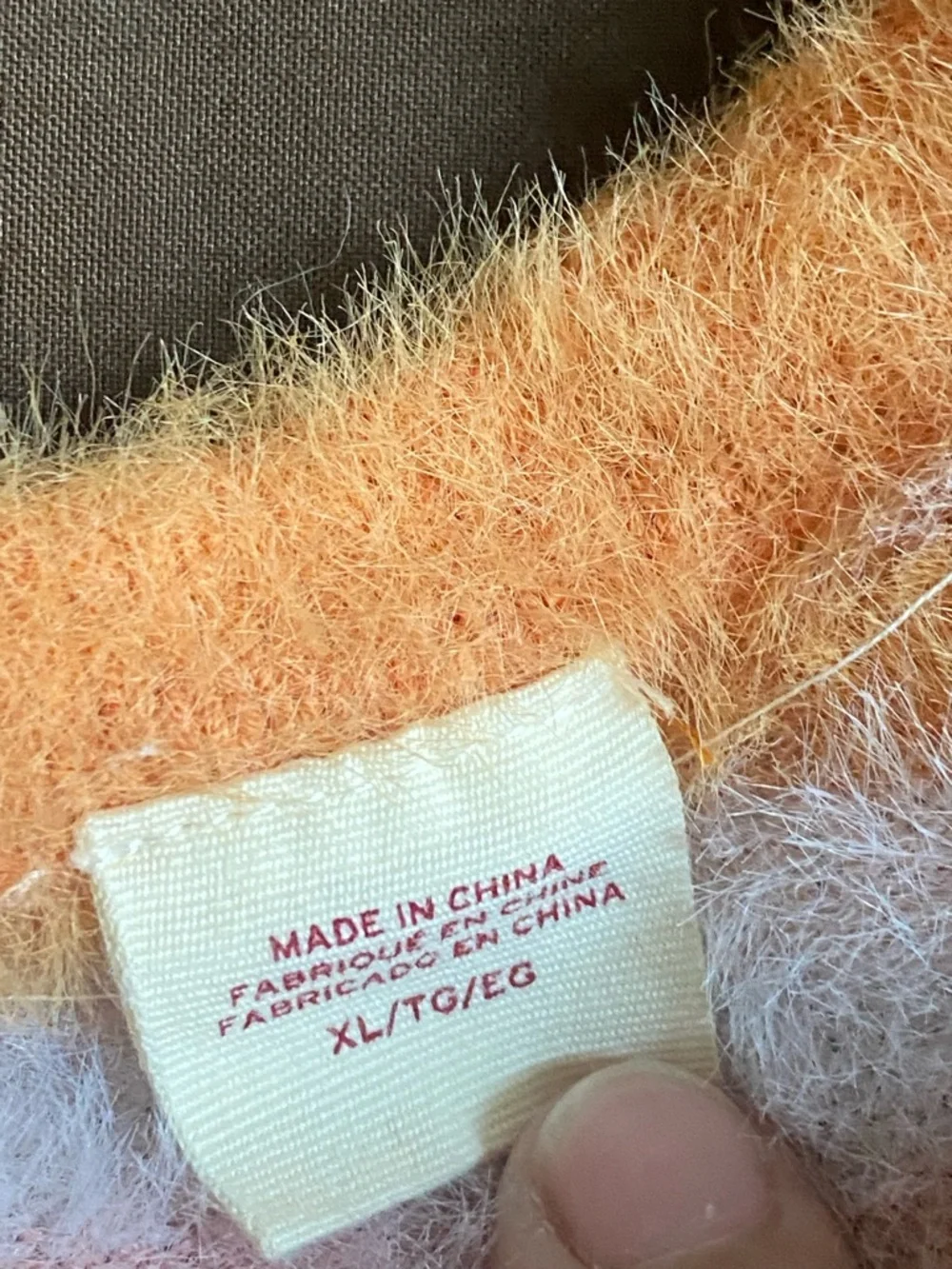 Levi's Fuzzy Short-Sleeve Striped Pullover in Orange and White - Picture 3 of 6